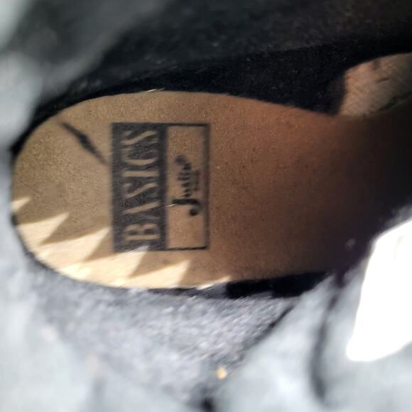 Justin Basic Black Leather Lace Up Boots JBL400 Size 7.5B Punk Grunge Streetwear - Picture 12 of 12